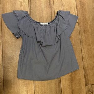 Blue and White Striped off the Shoulder Top
